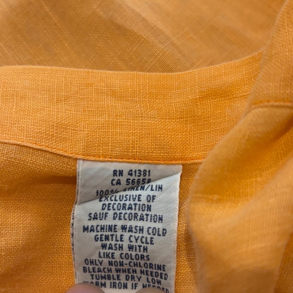 Ralph Lauren Button Down Shirt Mens XXL Orange 100% Linen Short Sleeve Pony Logo - Picture 7 of 10